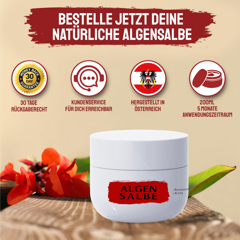 [Australia] - NEW! Active algae ointment against spider veins - 200 ml jar vein ointment with arnica and vitamin C - for removing veins yourself - made in Austria 