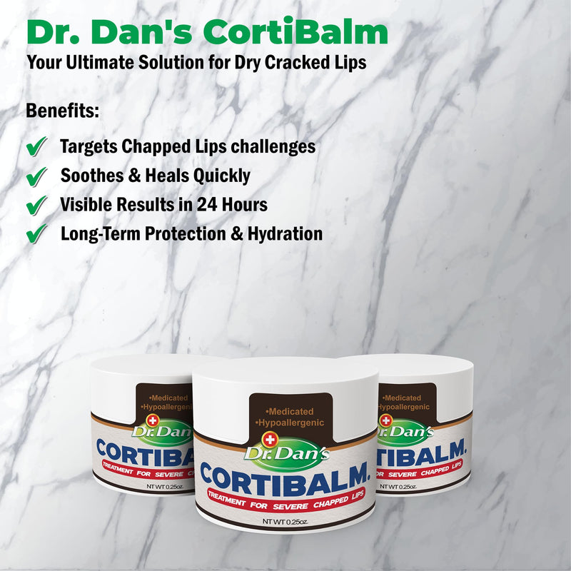 Dr. Dan's Cortibalm 1-Pack Healing Lip Balm Jar for Severely Chapped Lips | Healing Lip Balm Jar w/ 1% Hydrocortisone, Beeswax & Vitamin E Lip Repair, Chapped Dry Lips, Moisture & Hydrating Formula