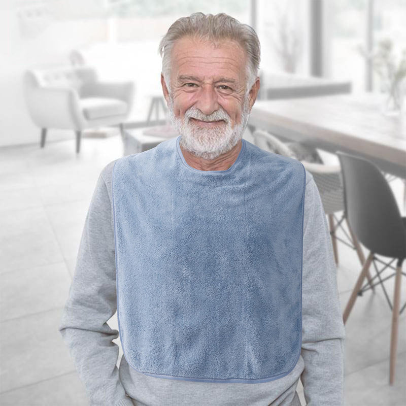 [Australia] - 4 Pack Adult Bibs for Men and Women, Adult Bibs for Elderly, Large Towel bibs for Special Needs Adults Blue & Grey 