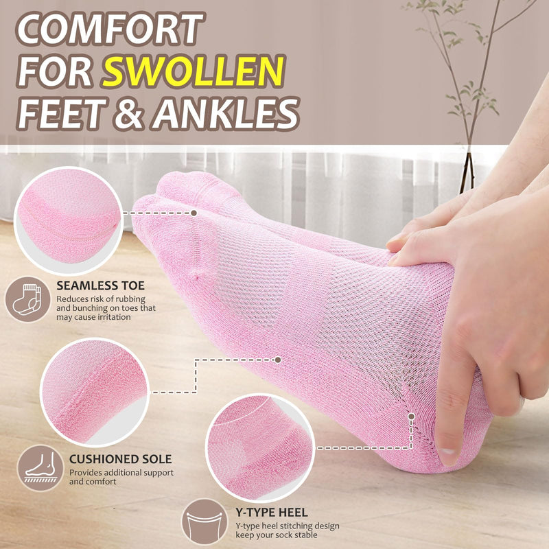 [Australia] - Diabetic Bamboo Socks for Men and Women,5 Pairs Non-Binding Low Cut Diabetic Socks,Loose Socks Size 5-13 White/Turquoise/Skyblue/Purple/Pink Medium 
