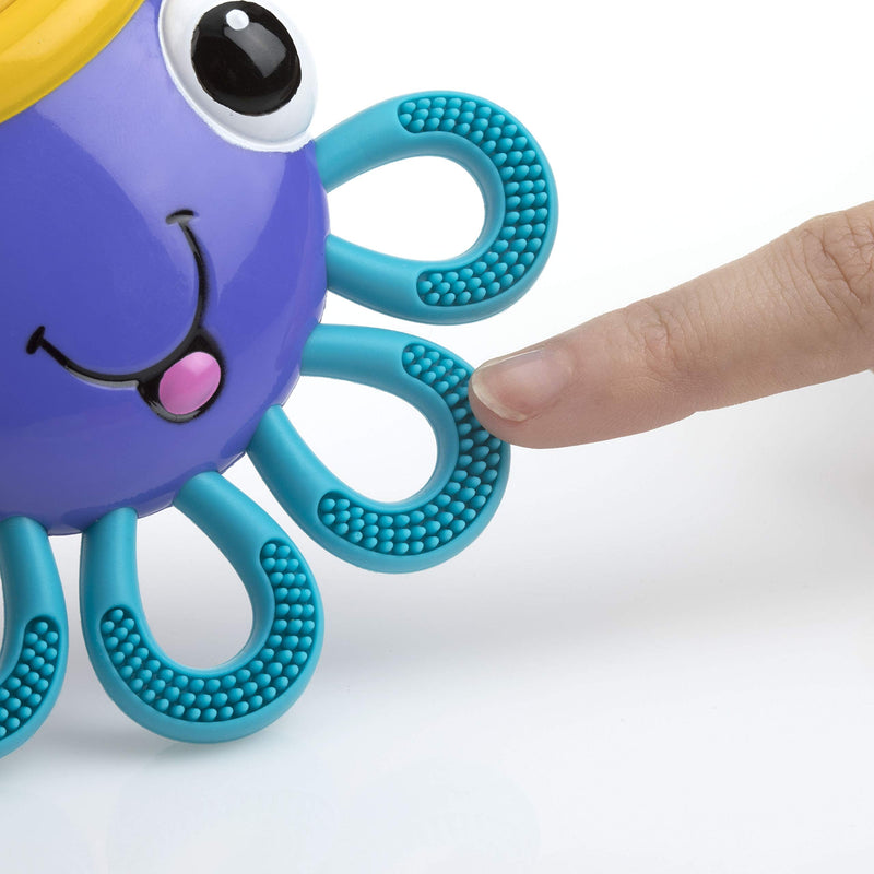 [Australia] - Nuby Vibe-eez Vibrating Teether - Battery Powered - Textured Surface and Easy to Grasp Toy for Baby Teething Relief - 3+ Months - Octopus 