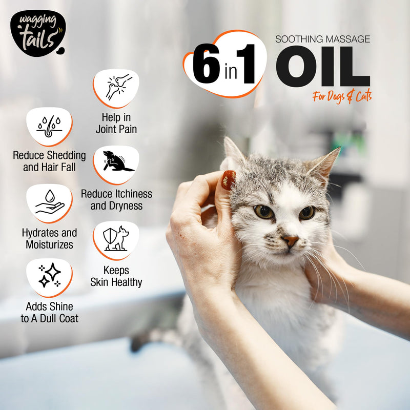 Wagging Tails 6-in-1 Soothing Oil 6.76 fl oz for Dogs | All Natural Ingredients Coconut Oil and Vitamin E Help Control Hair Fall & Improve Coat Shine and Softness Pack Of 1 - PawsPlanet Australia