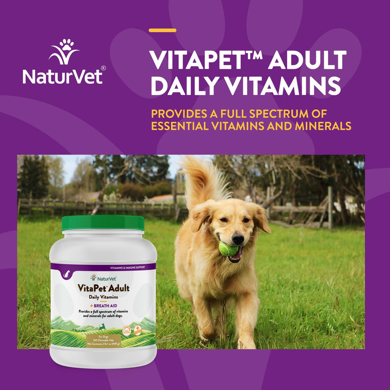 NaturVet Vita Pet Adult Plus Breath Aid Tablets -Time Release 365 ct - PawsPlanet Australia