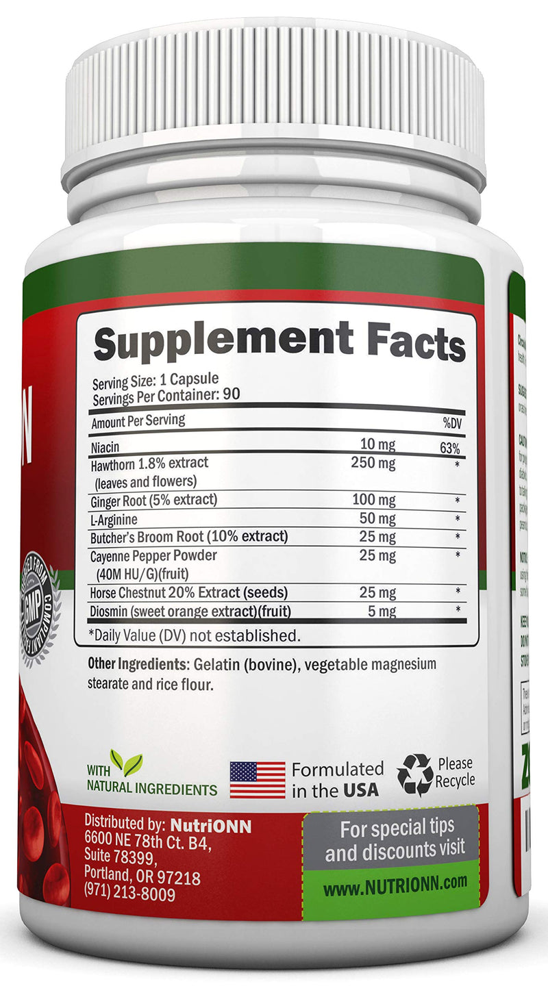 [Australia] - Blood Circulation Support - All Herbal Supplement For Healthy Blood Flow, Arteries & Veins - Promotes Leg Comfort - With Hawthorn, Niacin, L-Arginine, Butcher’s Broom, Cayenne Pepper, Horse Chestnut 