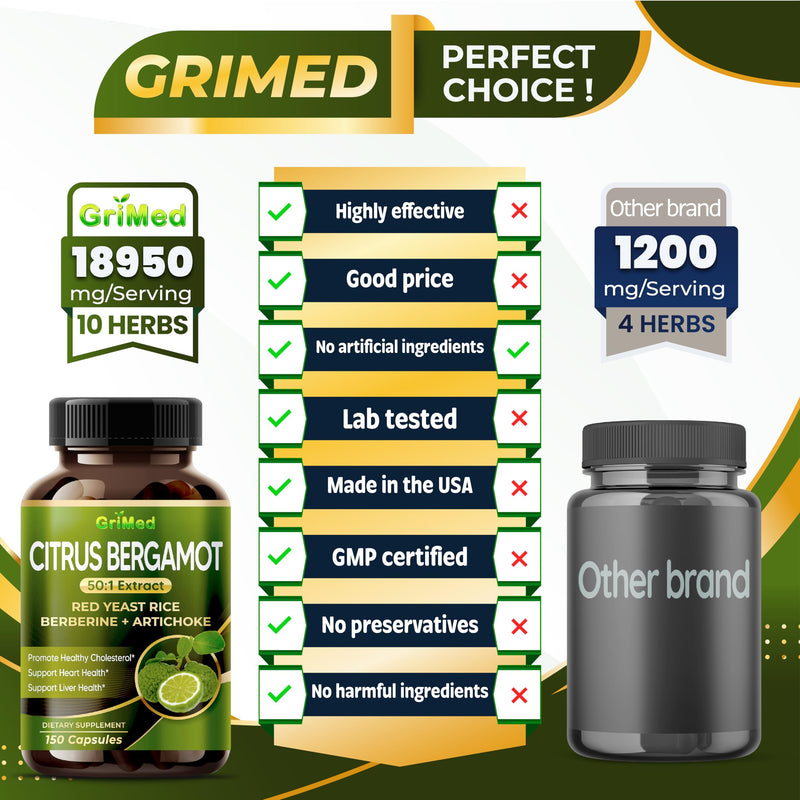 [Australia] - Citrus Bergamot 50:1 Extract 20,400mg with Red Yeast Rice, Garlic, Artichoke for Healthy Cholesterol, Heart Health - Made in The USA (150 Count (Pack of 1)) 150 Count (Pack of 1) 