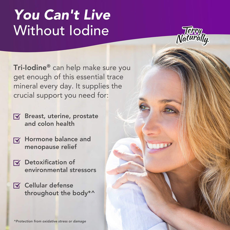 [Australia] - Terry Naturally Tri-Iodine 12.5 mg - 12500 mcg Iodine, 180 Vegan Capsules - Supports Hormone Balance, Promotes Breast & Prostate Health - Non-GMO, Gluten-Free, Kosher - 180 Servings Standard Packaging 