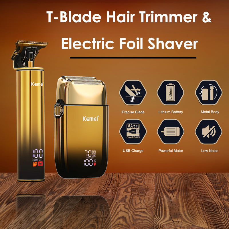 [Australia] - KEMEI Foil Shavers,Bald Head Shaver,Electric Razor for Men,with Hair Trimmer Barber Trimmers Waterproof Cordless 