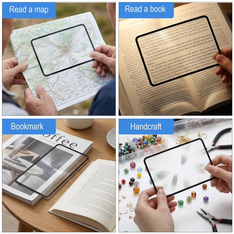 6Pcs Page Magnifying Sheet, 3X 5X Clear Lightweight Optical Plastic Fresnel Lens,2 Sizes Flat Page Magnifier For Reading, Bookmark Flat Magnifier For Seniors Reading Small Prints