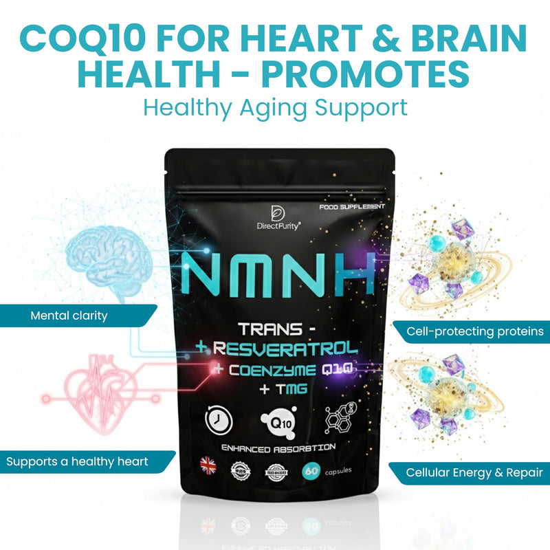 NMNH Supplement 600 mg, with Trans Resveratrol, CoQ10 and TMG, NMNH and resveratrol Supplements Support Cellular Health and Healthy Aging. Boost Vitality and Combat Aging. 1