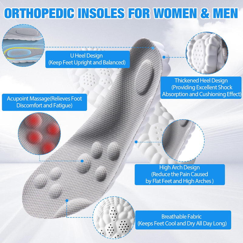 [Australia] - 4D Insoles - 4D Cloud Technology Insole - Super Soft, Ultra Comfort Insoles, 4D Sports Shoes Insoles, Acupoint Massage Insole for Foot & Joint Support (11-12, Black) 11-12 