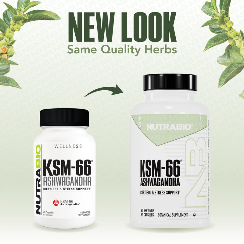 [Australia] - NutraBio Ashwagandha KSM-66 | Ashwaganda Herbal Supplement for Stress, Mood, & Performance | 600 MG of Clinically Studied KSM66 60 Capsules 60 Count (Pack of 1) 