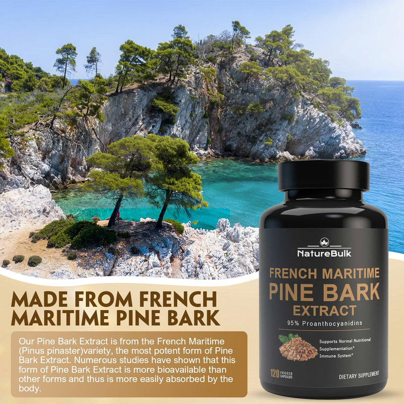 [Australia] - French Maritime Pine Bark Extract 400 mg, 95% Proanthocyanidins - Standardized 30X Extract, 120 Vegan Capsules 