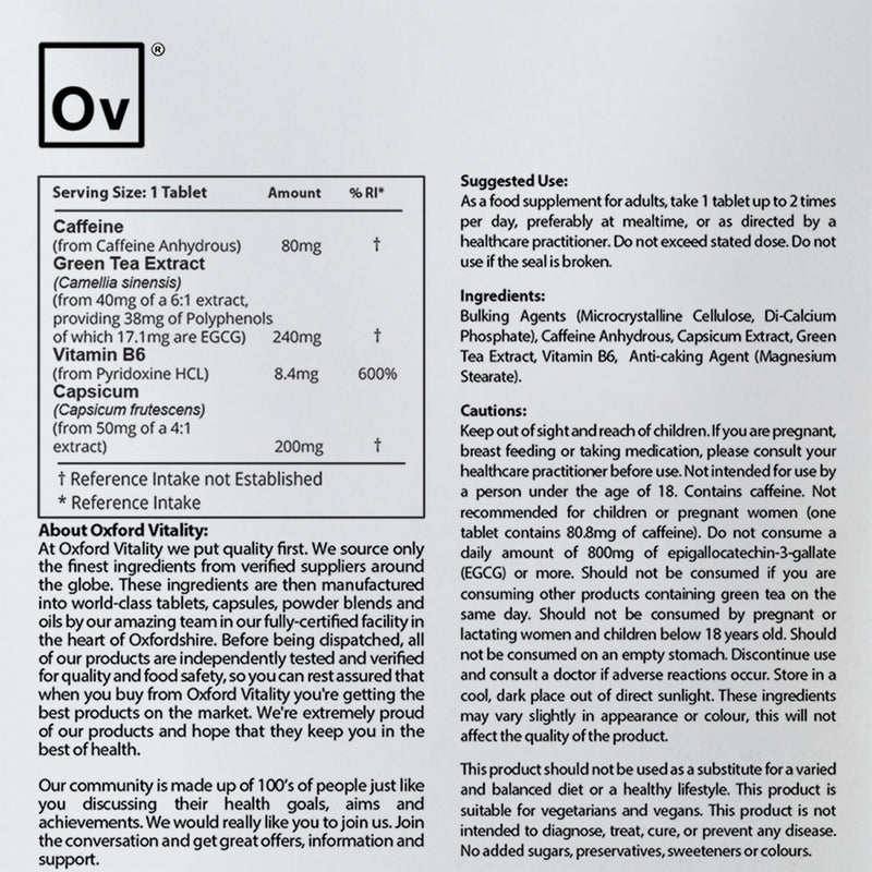 OV Oxford Vitality Thermogenic Stack + Capsicum (500) 500 count (Pack of 1)