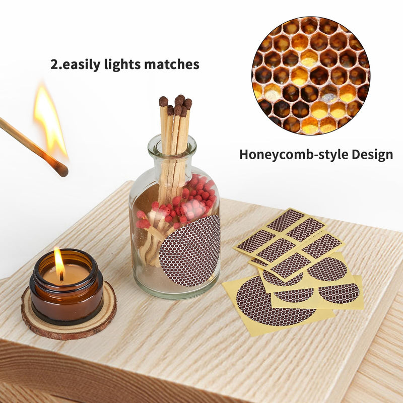 [Australia] - 60 Pcs Match Striker Paper with Adhesive, 3 Sizes of Matches Sticker Striker for Match Holder, Matches for Candles, Matches Box Bulk, Matches in A Jar With Striker, Decorative Match Cloche 