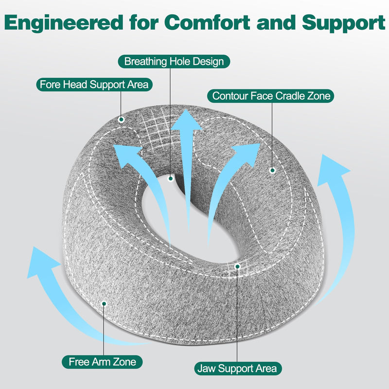 [Australia] - Face Down Pillow, Massage Headrest for Bed, Face Cradle for Stomach Sleeping, Prone Sleepers, After Eye Surgery Recovery, Massage Pillow for Bed 