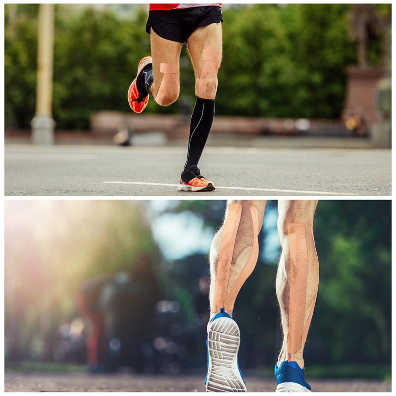 4 Rolls Kinesiology Tape, 4 in x 5.5 yd Athletic Tape kt Strips Waterproof Muscle Support Elastic Adhesive Sport Tape for Pain Relief Joints Knee Ankle Shoulder Wrist, Beige