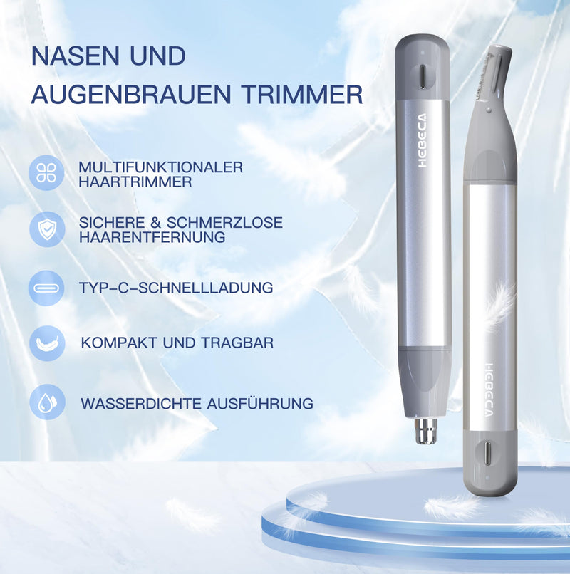 [Australia] - Nose Hair Trimmer for Men & Women, 2in1 Rechargeable Ear and Nose Hair Trimmer, Waterproof Electric Eyebrow Trimmer & Facial Hair Remover Grooming Kit Silver 