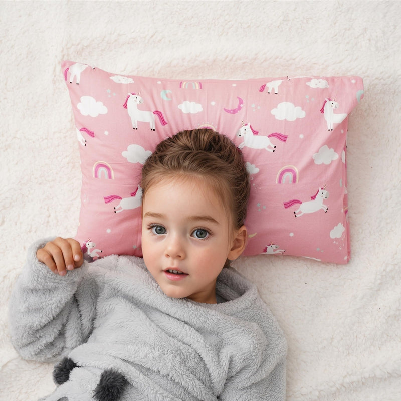 [Australia] - Bunnikins & Clover Toddler Pillows with Pillowcase, 13"x18" Soft Cotton Kid Pillows for Sleeping, Bedding Small Pillow for Boys and Girls Aged 2-5 Years Unicorn 
