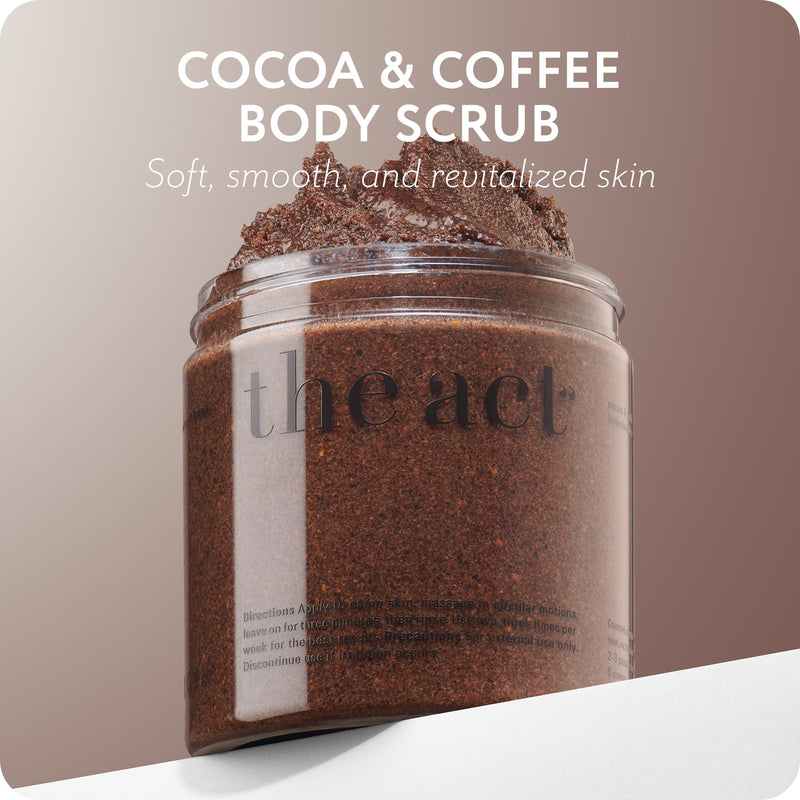 THE ACT Coffee Body Scrub with Salt & Cocoa – Exfoliating Scrub for Cellulite, Stretch Marks, Ingrown Hair – Organic Moisturizing Body Scrub with Vitamin E & Menthol – Gift for Women & Men, 10.58 Oz Cocoa & Coffee 10.58 Ounce (Pack of 1)
