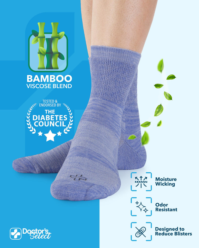 [Australia] - Doctor's Select Bamboo Viscose Diabetic Socks for Women & Men - 6 Pairs, Viscose Bamboo Socks Woman, Non Binding, Wide Top Space Dye - 6 Pairs Large 