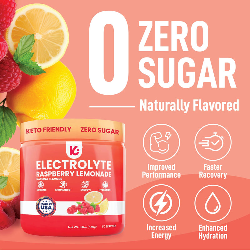 [Australia] - Keppi Keto Electrolytes Powder No Sugar | Zero Carbs | Made in USA | Advanced Hydration, Performance & Recovery | Delicious Raspberry Lemonade Flavor | Mixes Easily No Clumps 50 Servings (Pack of 1) 