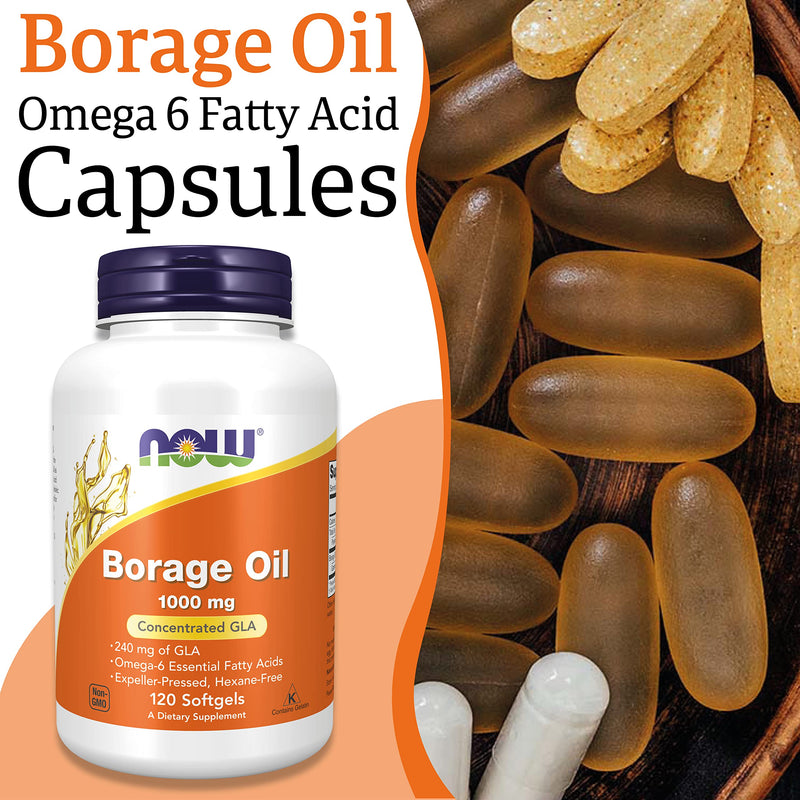 Now Foods, Borage Oil, 1.000mg, 120 Softgels, Lab-Tested, Soy Free, Gluten Free, Non-GMO