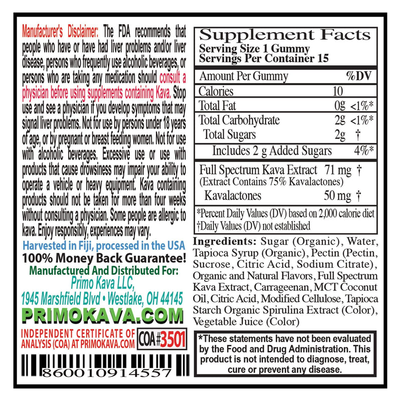 [Australia] - Kava Kava Gummies 50mg ‚Äì Strong Noble Kava with 50mg Kavalactones for Calm & Relaxation ‚Äì Alcohol-Free ‚Äì Fast-Acting Fiji Kava Root Extract ‚Äì Root Beer Flavor ‚Äì 15 Count 