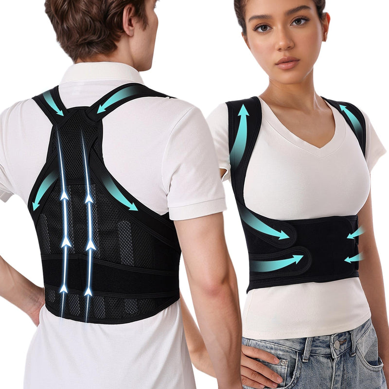 Back Brace Posture Corrector for Women and Men Adjustable Lightweight Support Hump Correction Pain Relief Scoliosis Lumbar Spine Upgraded Upper Comfy Shoulder Straightener Hunchback Black Medium Medium (Waist 24.4"-32.7")