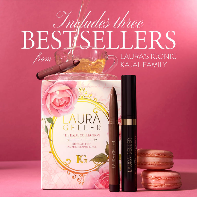 [Australia] - LAURA GELLER NEW YORK The Kajal Collection 3PC Makeup Kit - Kohl Eyeliner Crayon, Mascara & Matte Lip Color - Limited Edition Eye & Lip Makeup Gift Set - Perfect for Mother's Day, Birthday, Gifting 