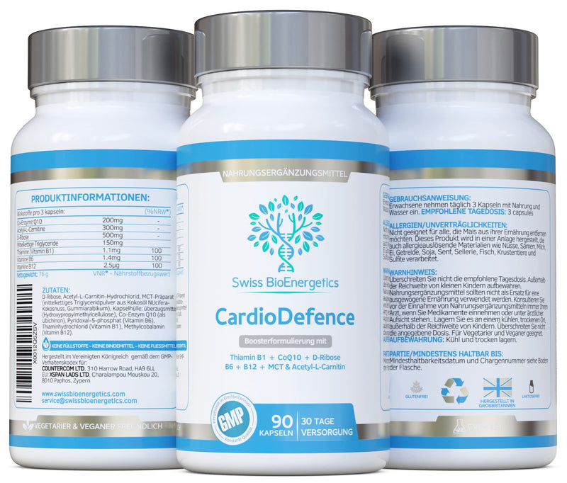 [Australia] - CardioDefence - 90 Capsules - A precise balance of CoQ10, D-Ribose, Acetyl-L-Carnitine, B Vitamins and MCT to contribute to normal heart function and reduce fatigue 
