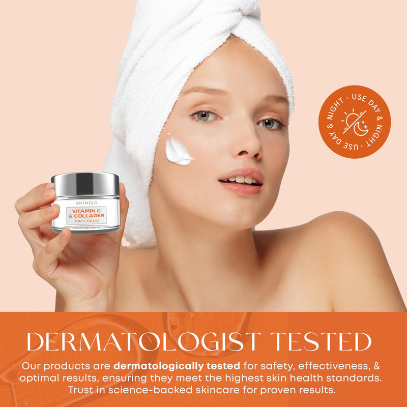 Skin 2.0 Vitamin C & Collagen Face Moisturizer – Hydrating Anti Aging Cream for Smooth & Radiant Skin, Firms & Revives Dull Complexion – Dermatologist Tested, Korean Skin Care, Clean Beauty – 2 Pack Vitamin C & Collagen (2 Pack)