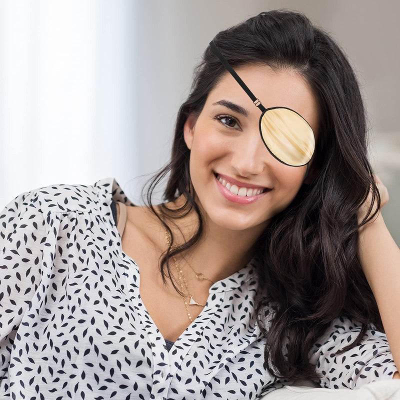 3 Pieces Silk Eye Patch Elastic Lazy Eye Patch Adult Adjustable Single Eye Patch with Elastic Strap (Leopard, Champagne, Peach) Leopard, Champagne, Peach