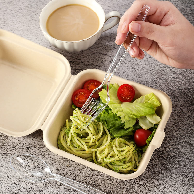 [Australia] - [100 Count] Clear Plastic Forks Heavy Duty, Premium Disposable Forks, Durable Plastic Cutlery for Parties, Picnics, Big Event, Daily Use - Heat Resistant & BPA Free 