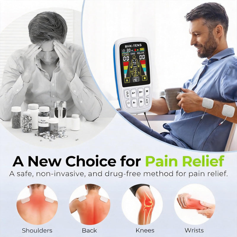 TENS Unit EMS Muscle Stimulator, 3-in-1 Dual Channel Electronic Pulse TENS Machine with Clear LCD Screen, 28 Modes Rechargeable Pain Relief Machine for Back, Sciatica, Neck, Knee & Muscle Soreness | 3-in-1& 28 Modes& 40 intensity