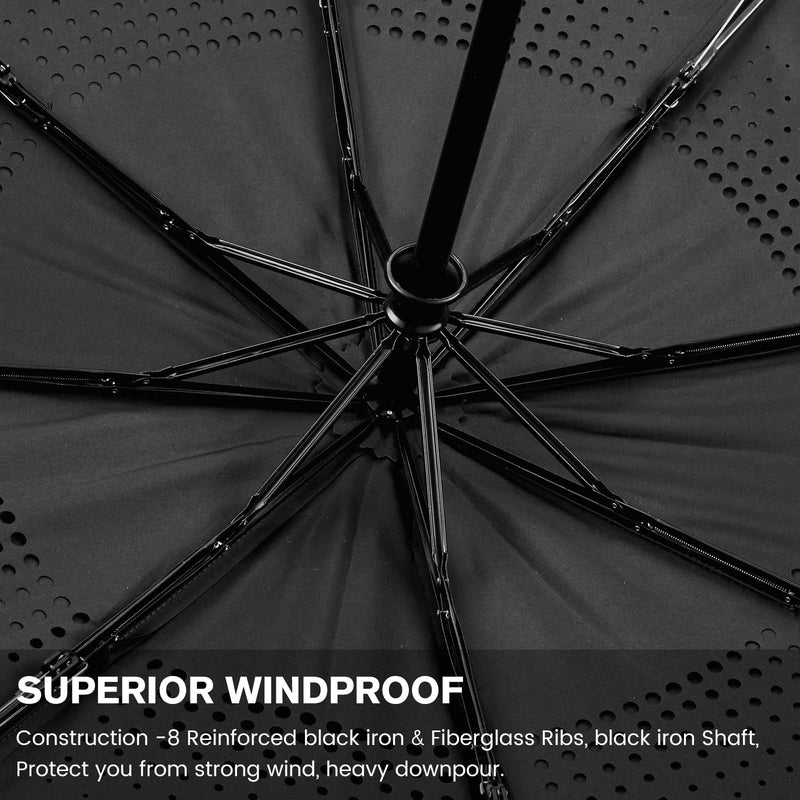 G4Free 54" Automatic Open Folding Travel Golf Umbrella + 46" Automatic Windproof Umbrella, Double Canopy, Black