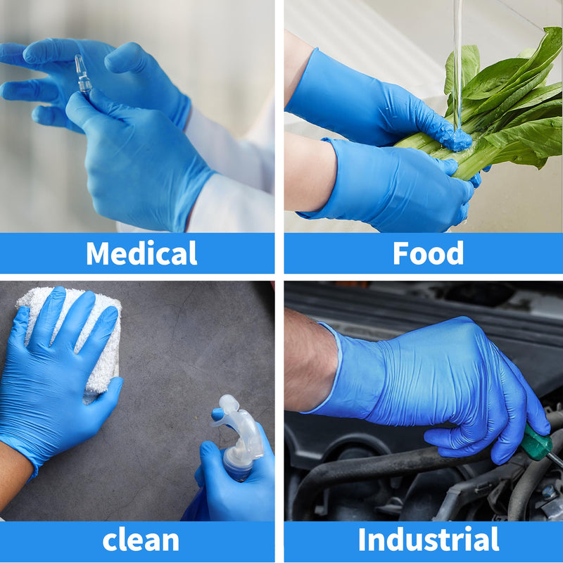 [Australia] - Basic Vinyl Medical Exam Gloves, 4 Mil Powder-Free Latex-Free Food Grade Cleaning Disposable Glove, Blue 100Pcs Blue (Large 100) 
