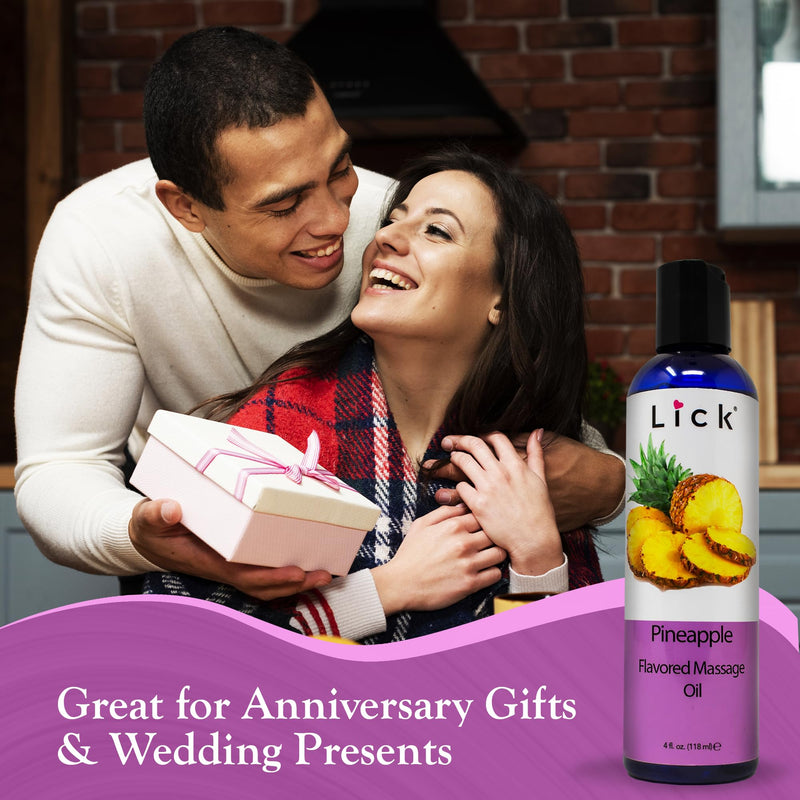 [Australia] - Lick Pineapple Flavored Massage Oil ‚Äì Romantic, Body Safe, Non-Greasy Formula, Date Night 4 oz 4 Fl Oz (Pack of 1) 