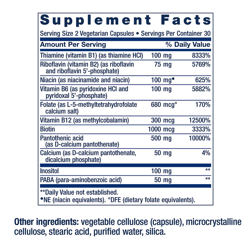 Life Extension BioActive Complete B-Complex, 60 Vegetarian Capsules | Complete B Complex for Heart, Brain & Nerve Support with Healthy Energy & Metabolism in Vegetarian Capsules 60 Count (Pack of 1)