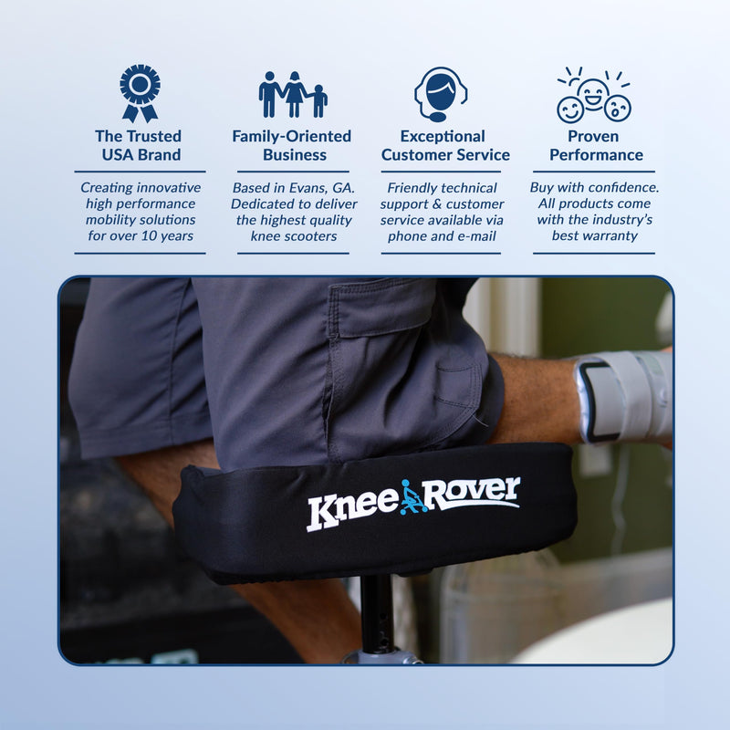 [Australia] - KneeRover Memory Pad Knee Scooter Pad Cover Cushion - Knee Rover Pad Accessory Features Removable Cover and Comfortable Memory Foam Cushion Insert - Knee Walker Pad Fits Most Models 
