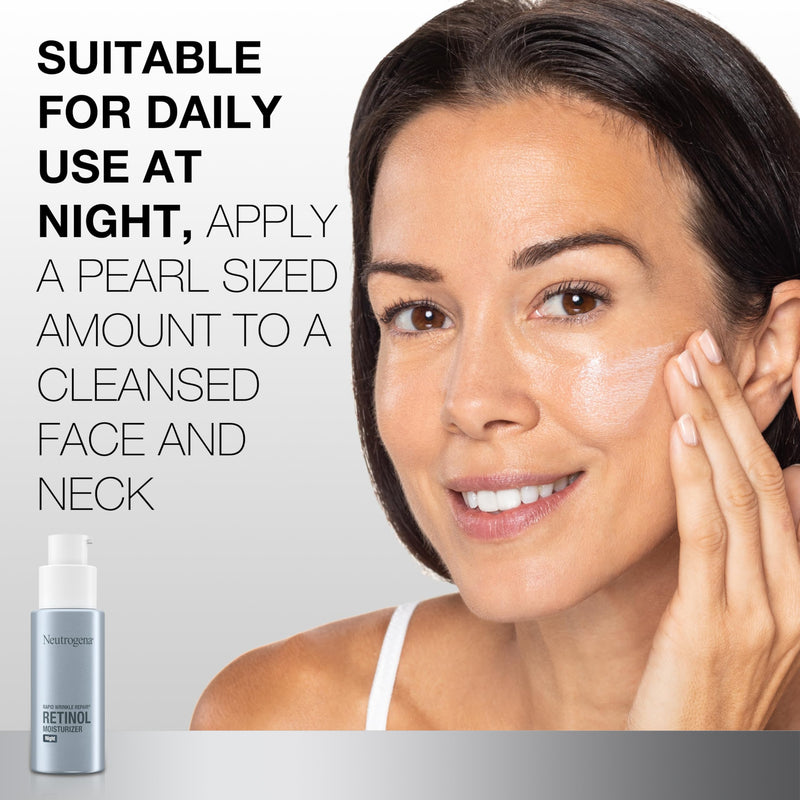 Neutrogena Rapid Wrinkle Repair Night Moisturizer, 1 fl. oz | Retinol Face & Neck Cream, Hyaluronic Acid & Retinol, Anti-Wrinkle, Paraben-Free 1 Fl Oz (Pack of 1)