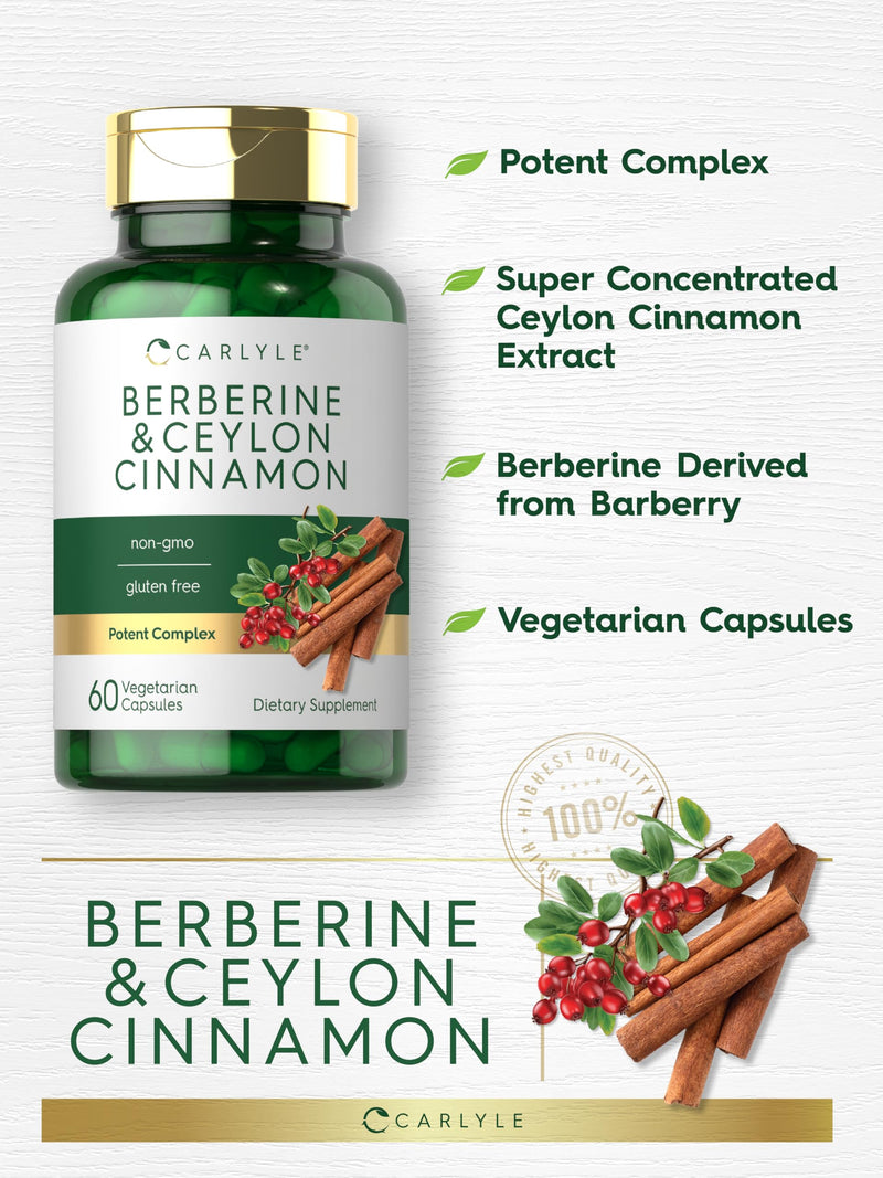 [Australia] - Carlyle Berberine with Ceylon Cinnamon | 2000mg Complex | 60 Capsules | Vegetarian, Non-GMO, Gluten Free 