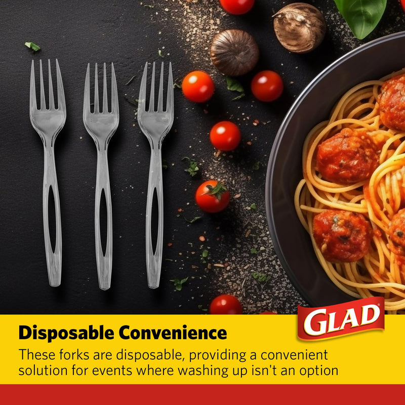 [Australia] - Glad Clear Plastic Forks, Heavy Duty Disposable Cutlery Set, Standard Size, Clear Disposable Fork, Bulk Pack of 70 - Perfect for Parties, Camping, and Everyday Use 70 Count (Pack of 1) 