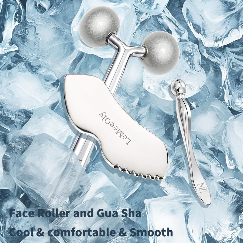 2Pcs Gua Sha Facial Tools Stainless Steel, Detailer GuaSha Set for Face Neck, Natural Skin Care Metal Gua Sha Lymphatic Drainage Face Massage Tool, Gift for Women (Detail Guasha Set) Detail Guasha Set