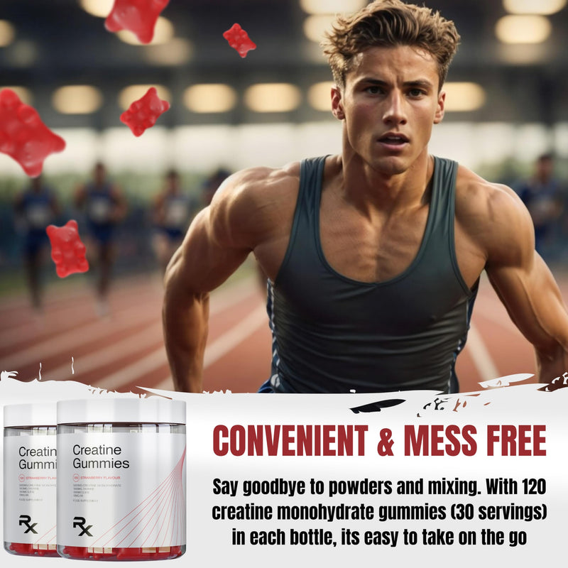 Creatine Gummies 5000mg – Chewable Creatine Supplement 1 Month Supply for Men and Women. Plus B12, B6 & Taurine. 120 Sugar Free & Vegan Creatine Monohydrate Gummies (120 Count, Strawberry) 120 count (Pack of 1)