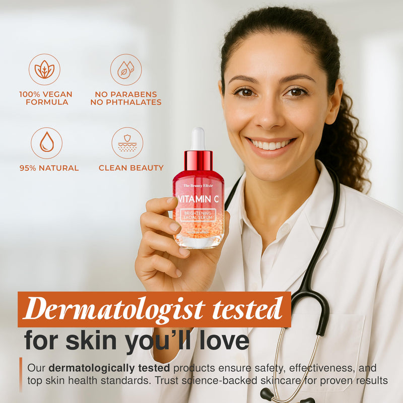 The Beauty Elixir Vitamin C Serum For Face – Dermatologist Tested, Anti Aging, Korean Skin Care – Targets Dark Spots, Revitalizes Dull, Tired Skin For Smoother Look – Vegan, Clean Beauty- 1.69 Fl. Oz.