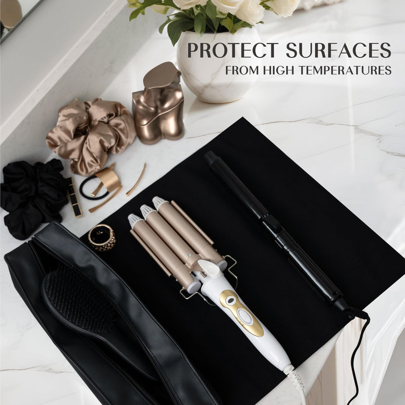 [Australia] - TREND-X Hair Styling Tools Storage with Heat-Resistant Mat – Stylist Organizer for Flat & Curling Irons, Straighteners, Hot Brushes, and Haircare Accessories (Irons Not Included) 