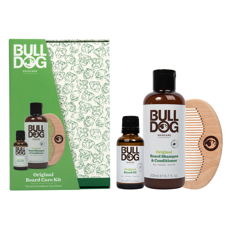 [Australia] - Bulldog Skincare - Original Beardcare Kit, gift set for men (x1 Original Beard Shampoo & Conditioner 200ml, x1 Original Beard Oil 30ml, x1 Beard Comb) Beard Care Set 