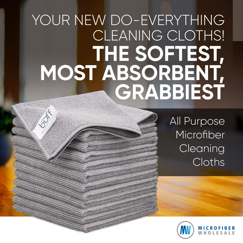 [Australia] - 12" x 12" MW Pro Multi-Surface Microfiber Cleaning Cloths | Gray - 12 Pack | Premium Microfiber Towels for Cleaning Glass, Kitchens, Bathrooms, Automotive, Supplies & Products 12 Count (Pack of 1) 
