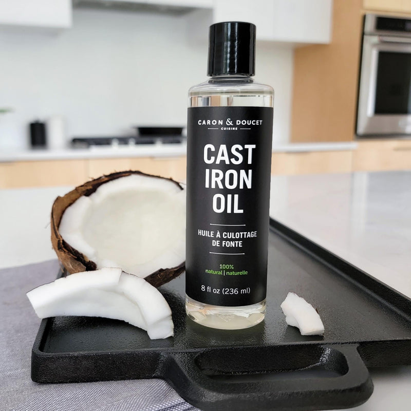 [Australia] - CARON & DOUCET - 100% Plant-Based Cast Iron Cleaning Set: Seasoning Oil & Soap for Washing, Restoring & Seasoning Skillets, Pans & Grills! 8 Fl Oz (Pack of 2) 