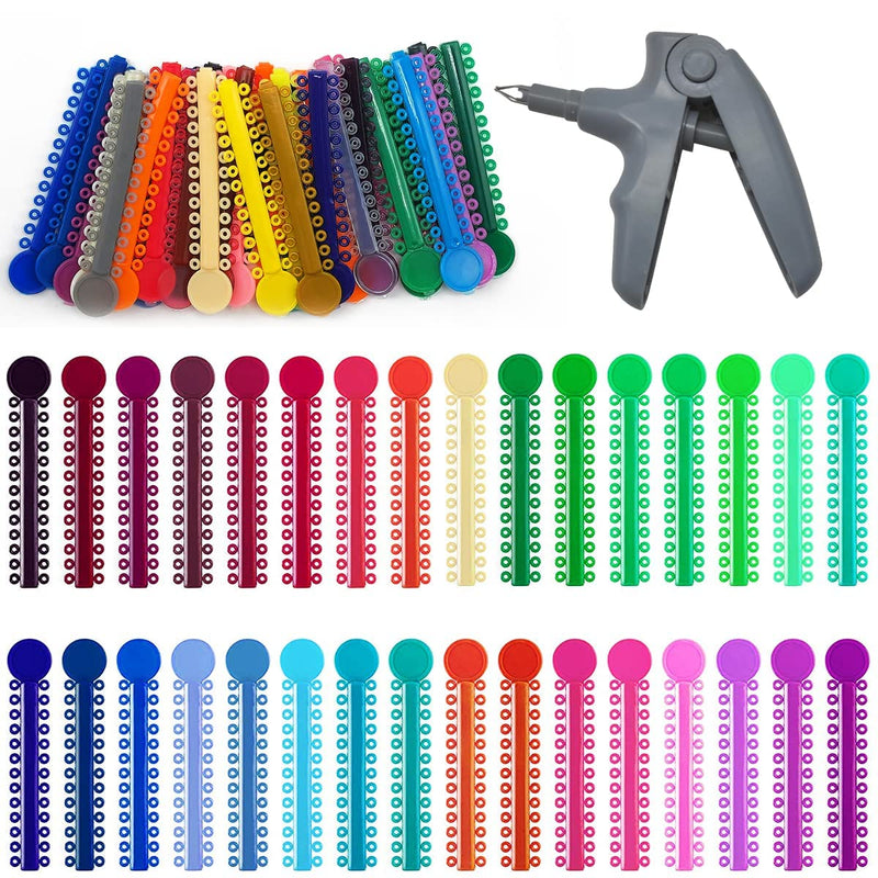 [Australia] - Orthodontic Ligature Ties and Gun Tool Kit - 1040 Pcs Multi-Color Rubber Bands for Braces Gray 